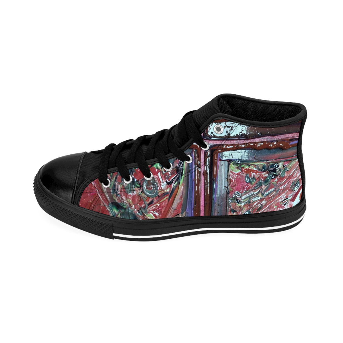 Women's High-Top Sneakers — Abstract Floral Frame Print