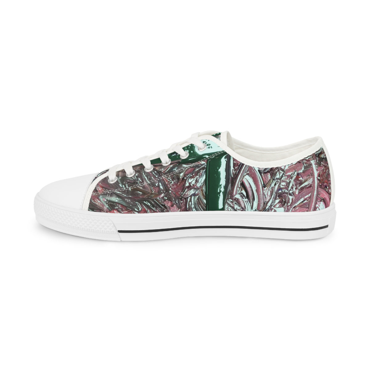 Low Top Sneakers — Abstract Green Cross Marble Design