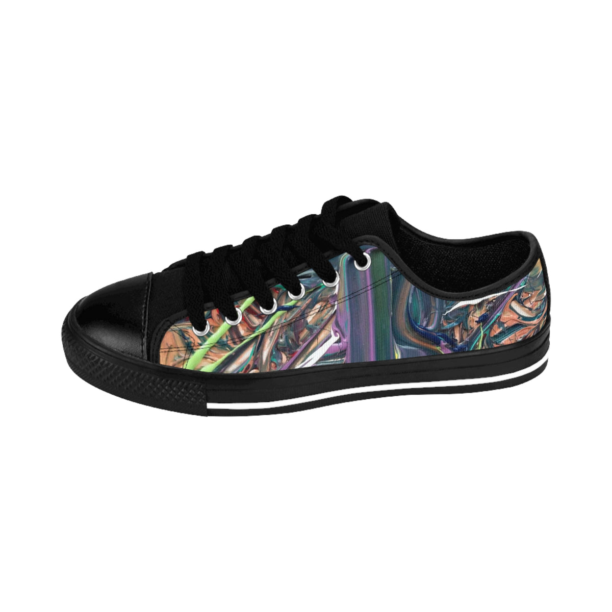 Abstract Floral Low-Top Sneakers for Women — Colorful Garden Print