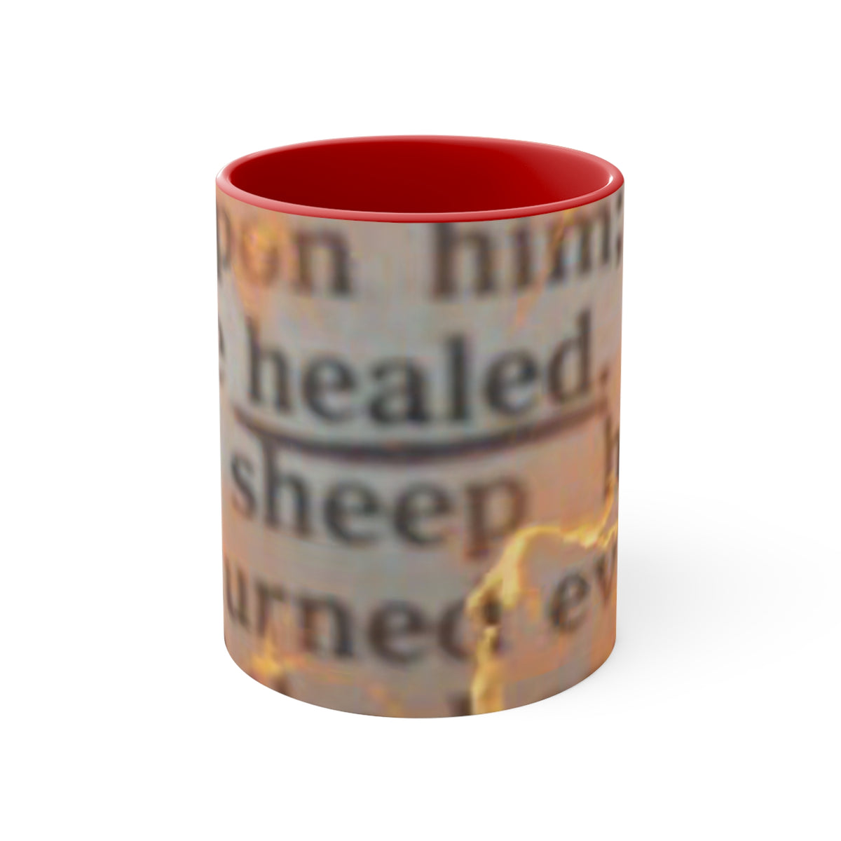 Inspirational Scripture Accent Mug — "Healed" Text Design, Pink Interior