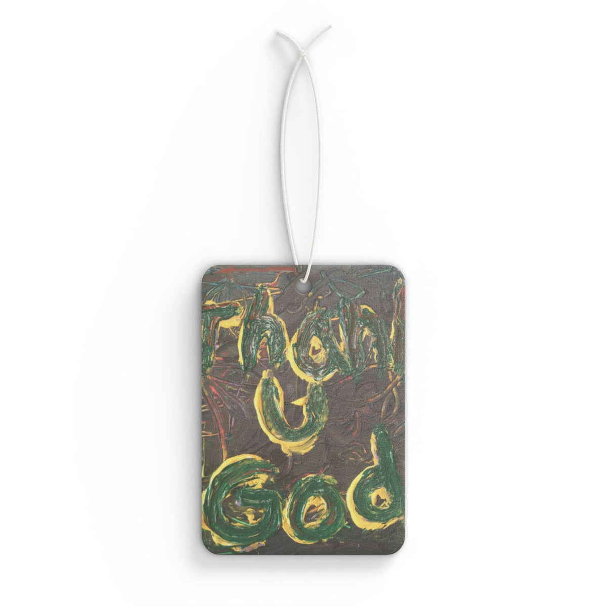 Car Air Freshener — Hand-Painted thank you God Artistic Scent Tag