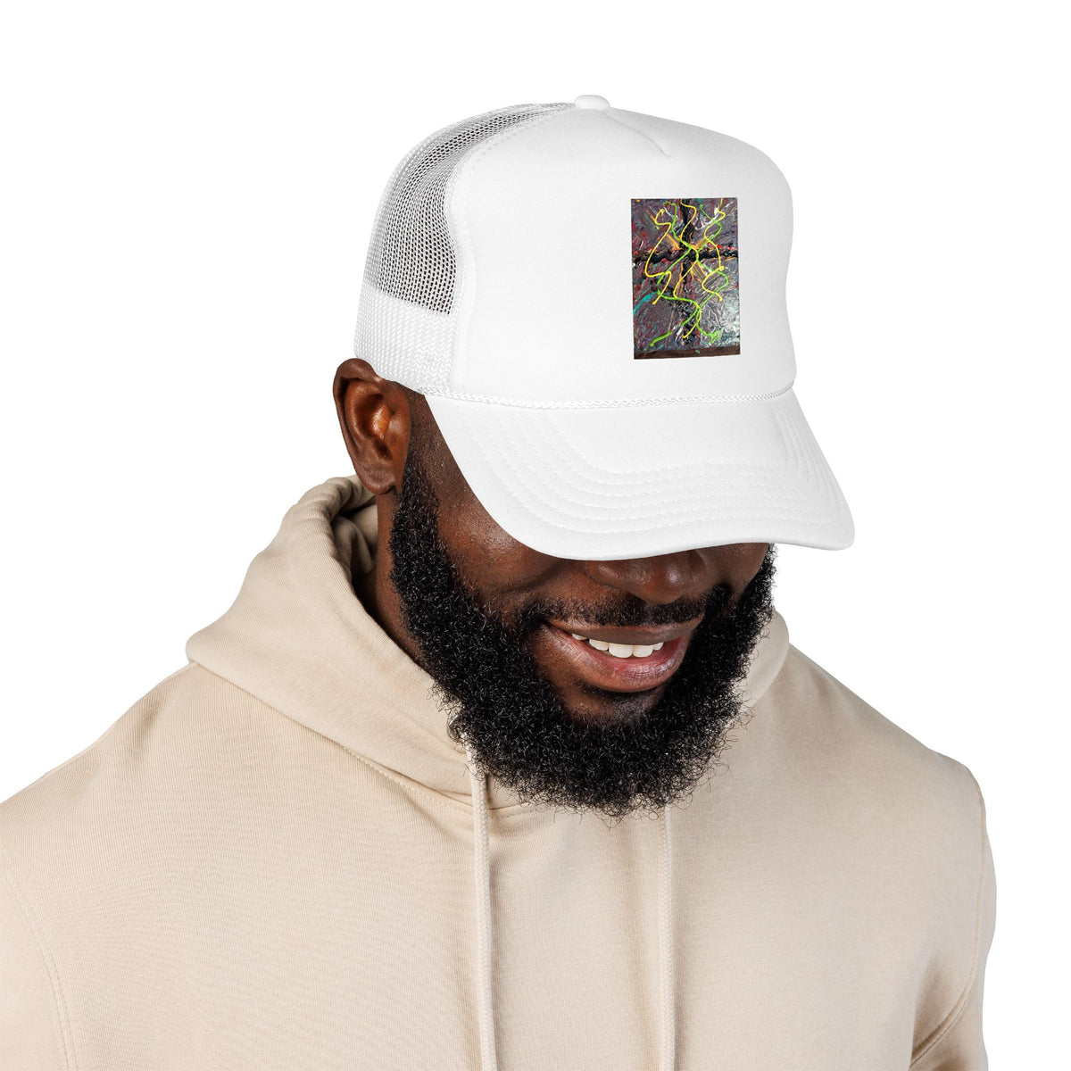 Abstract Neon River Foam Trucker Hat