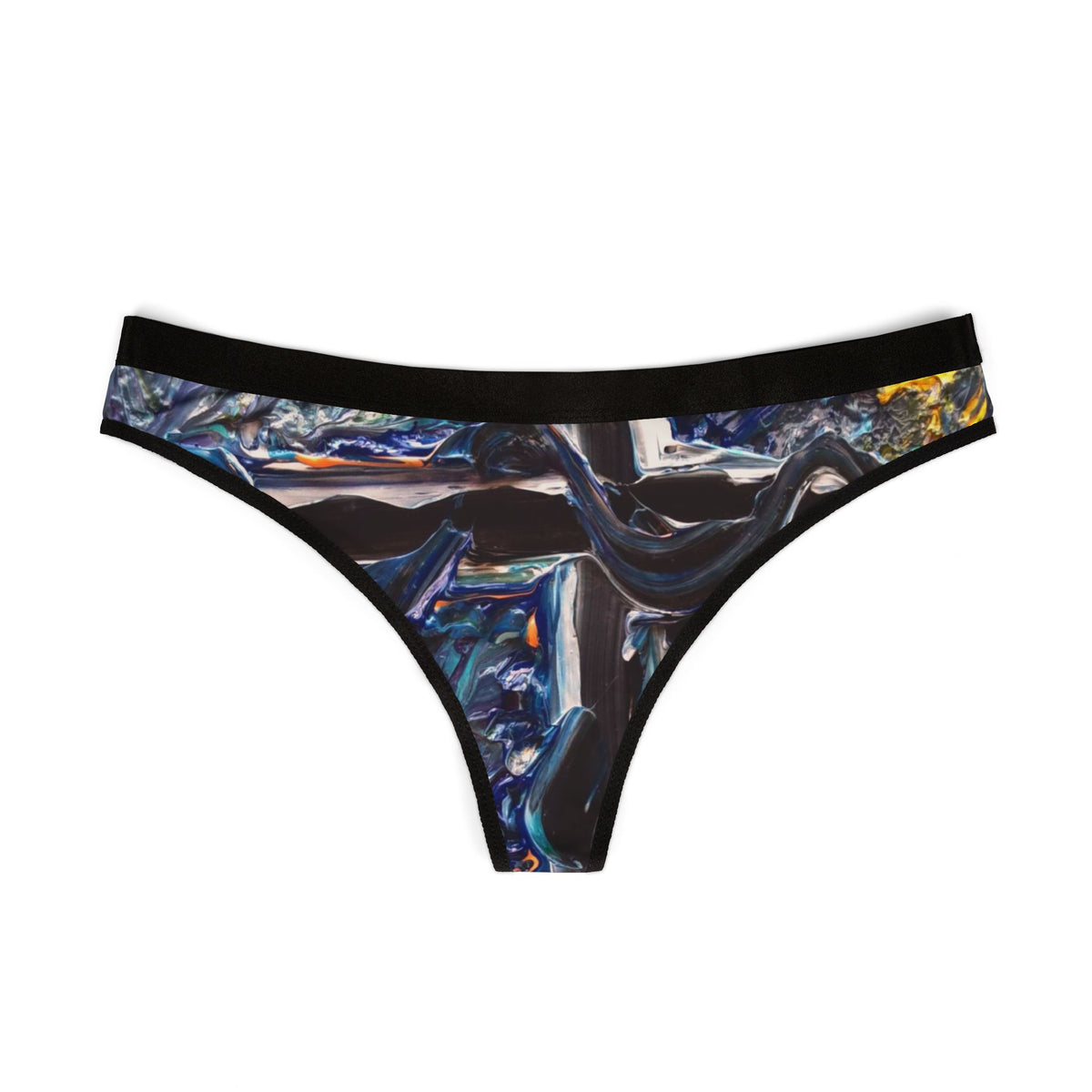 Abstract Metallic Swirl Women's Thong — All-Over Print