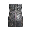 Abstract Industrial Car Floor Mat — Dark Metal Crosshatch Design