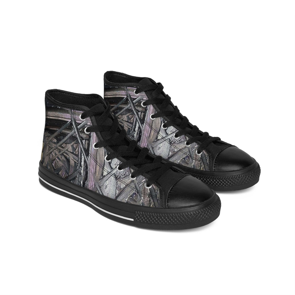 High-Top Sneakers — Abstract Twisted Wood Pattern