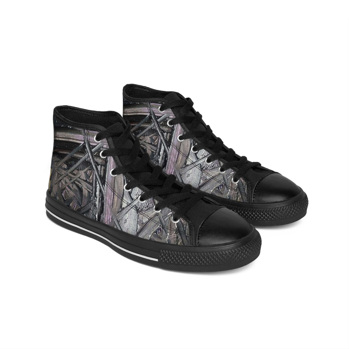 High-Top Sneakers — Abstract Twisted Wood Pattern