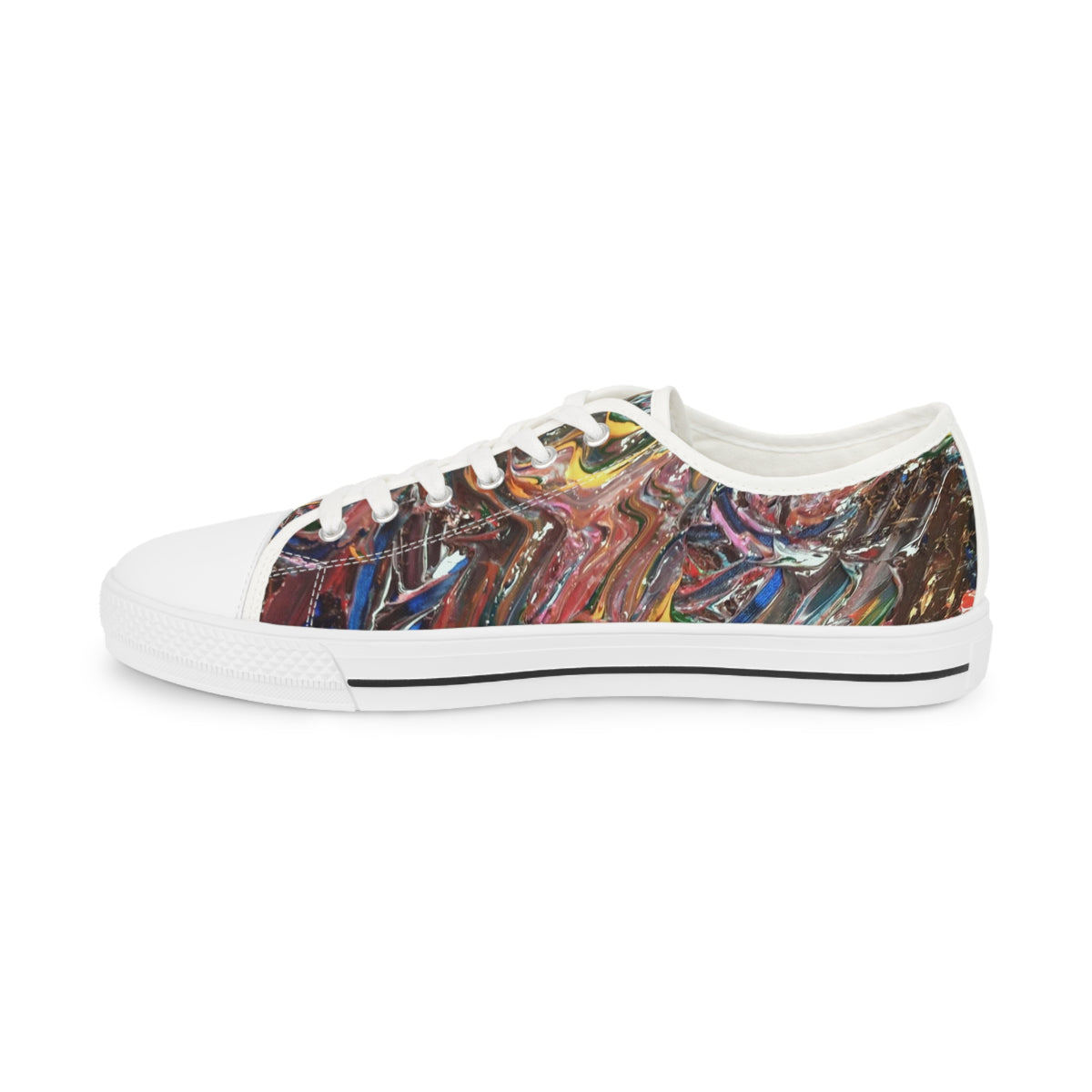 Abstract Swirl Low Top Sneakers — Colorful Artistic Canvas Shoes