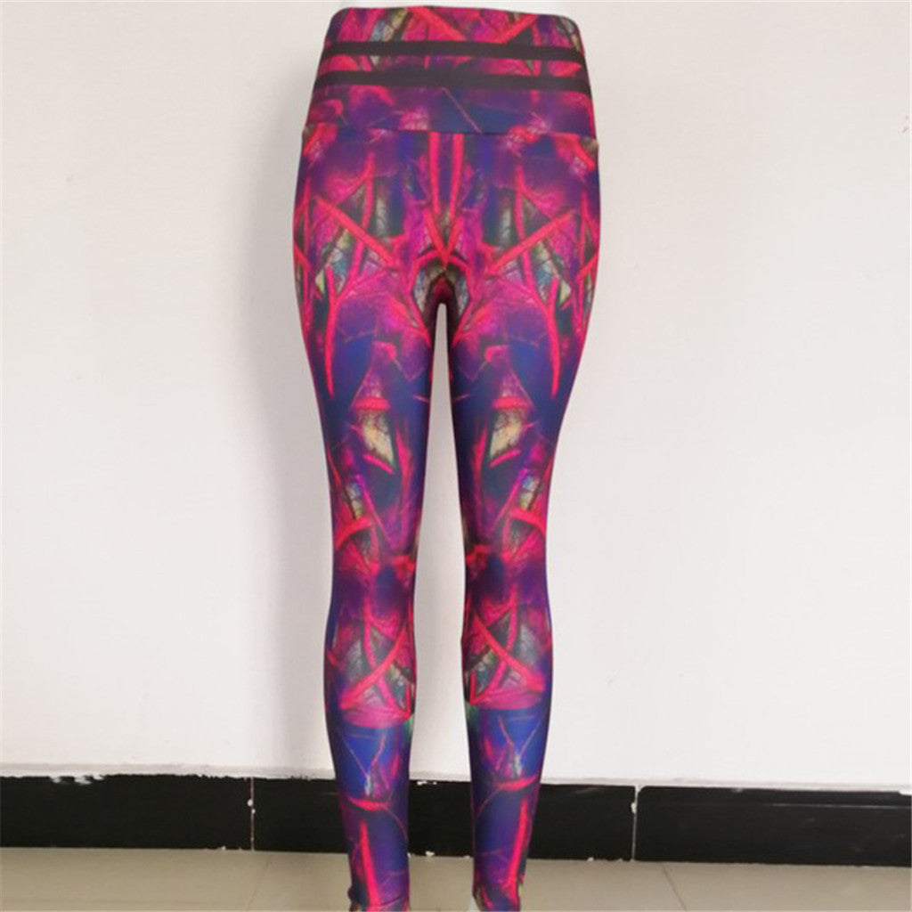 Leaf Print Yoga Leggings for Fitness and Exercise