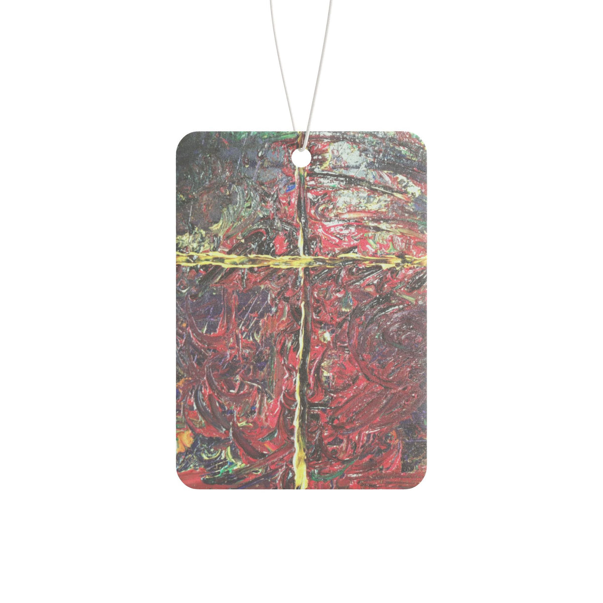 Abstract Red Cross Car Air Freshener — Artistic Scent Tag for Cars