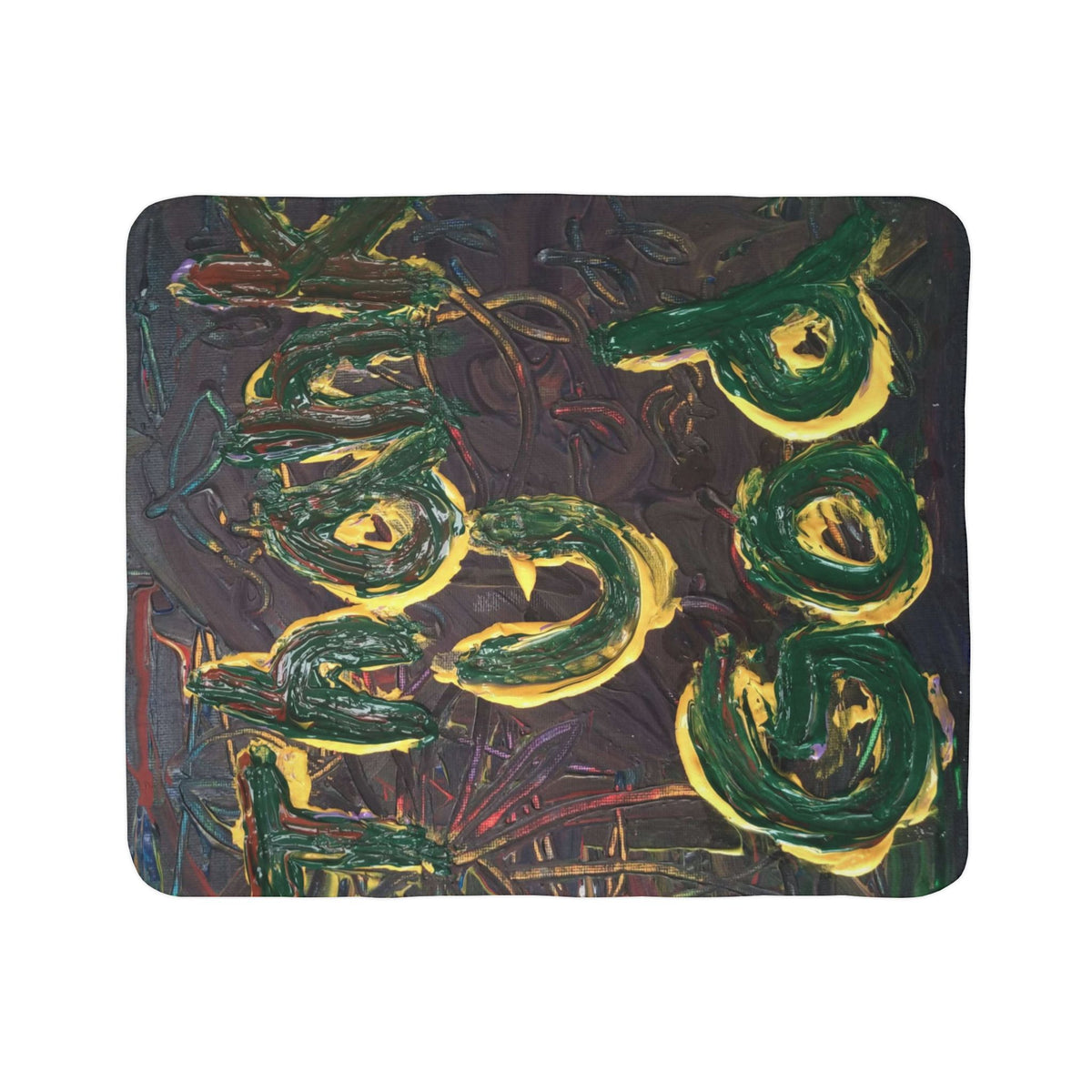 Fleece Sherpa Blanket — Throw with Bold 'Thank You God' Abstract Paint Design