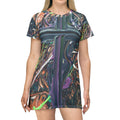 Abstract Cross Print T-Shirt Dress — Artistic Grunge AOP Printify