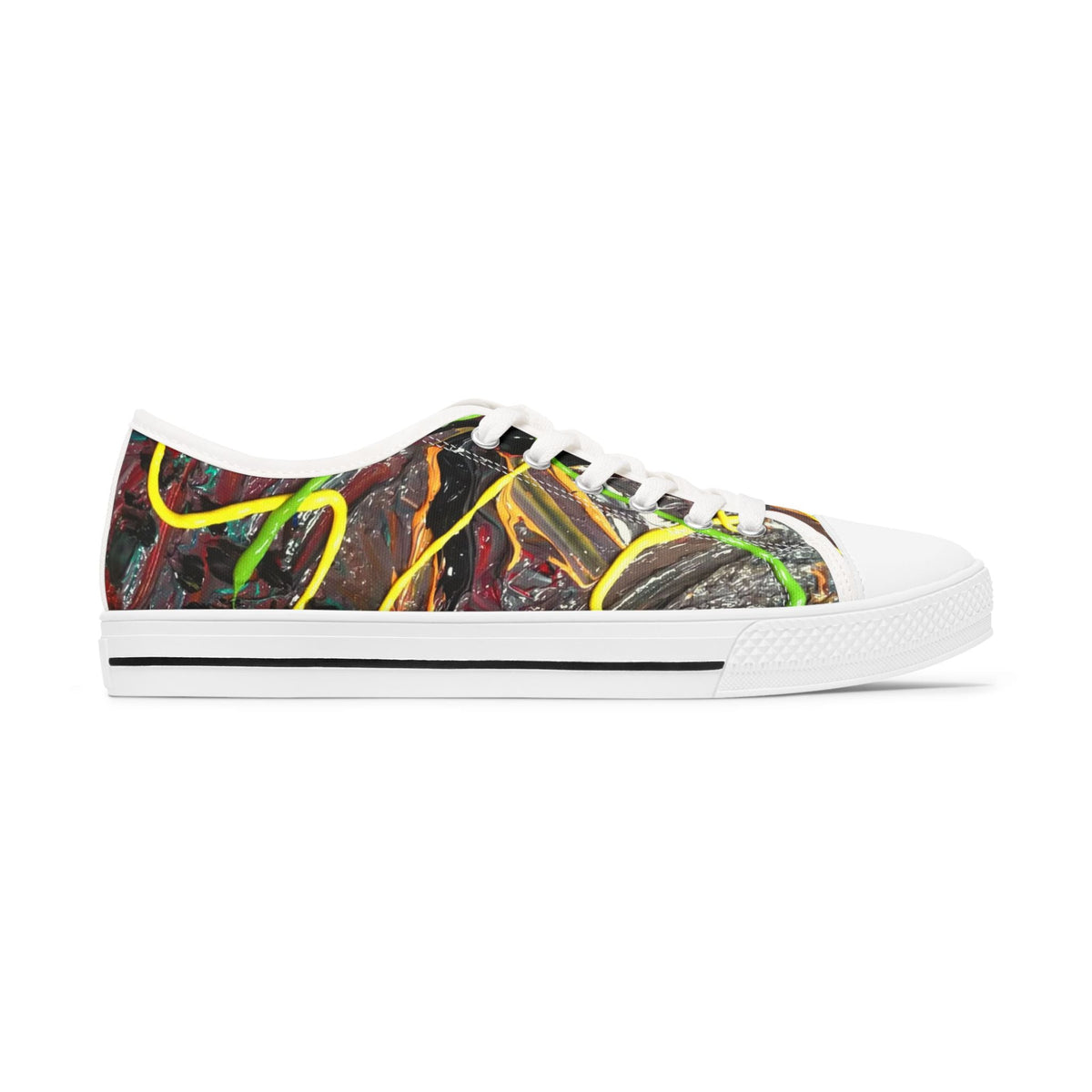 Abstract Neon Graffiti Low Top Sneakers — Women's Artistic Streetwear Printify