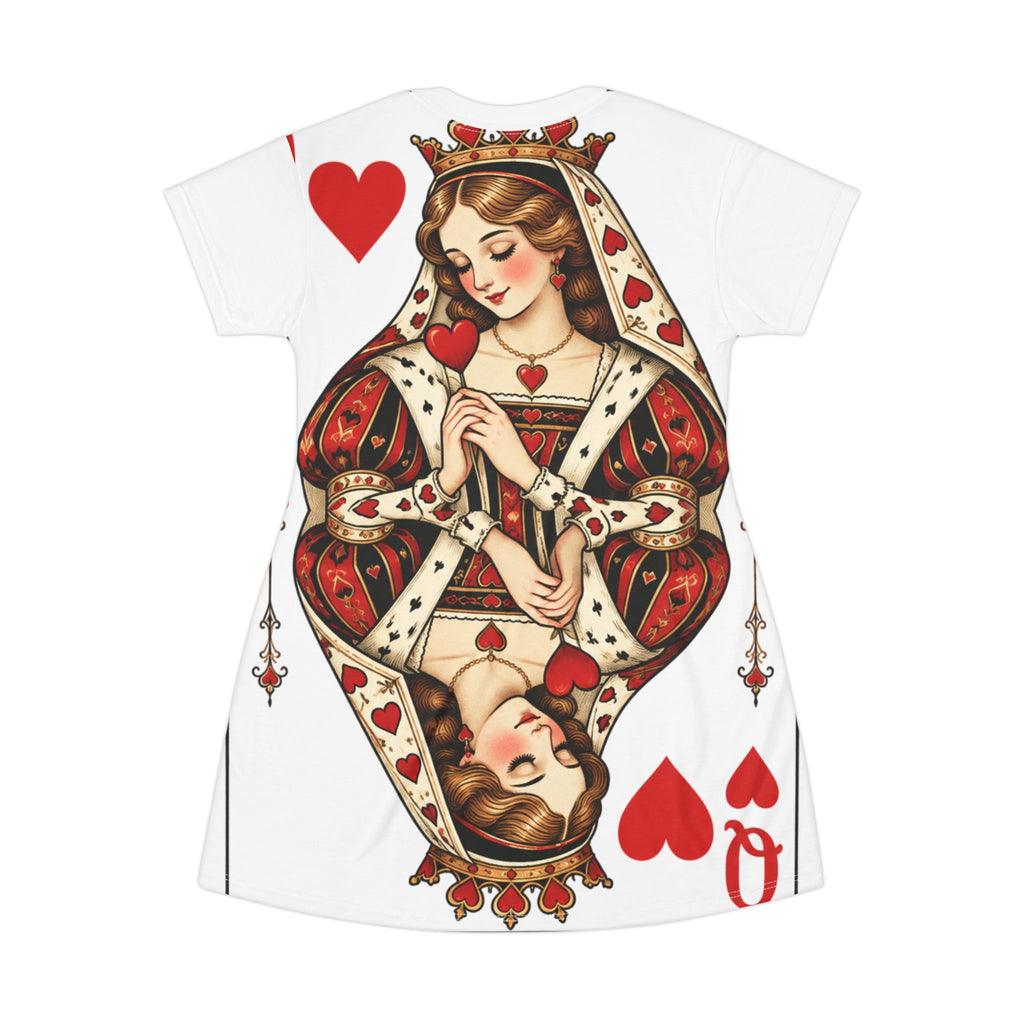 Queen of Hearts Playing Card T-Shirt Dress