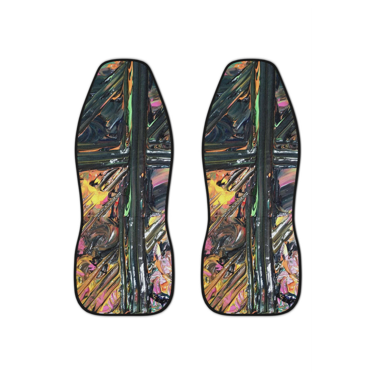 Abstract Expression Car Seat Covers — Colorful Painted Grid Design