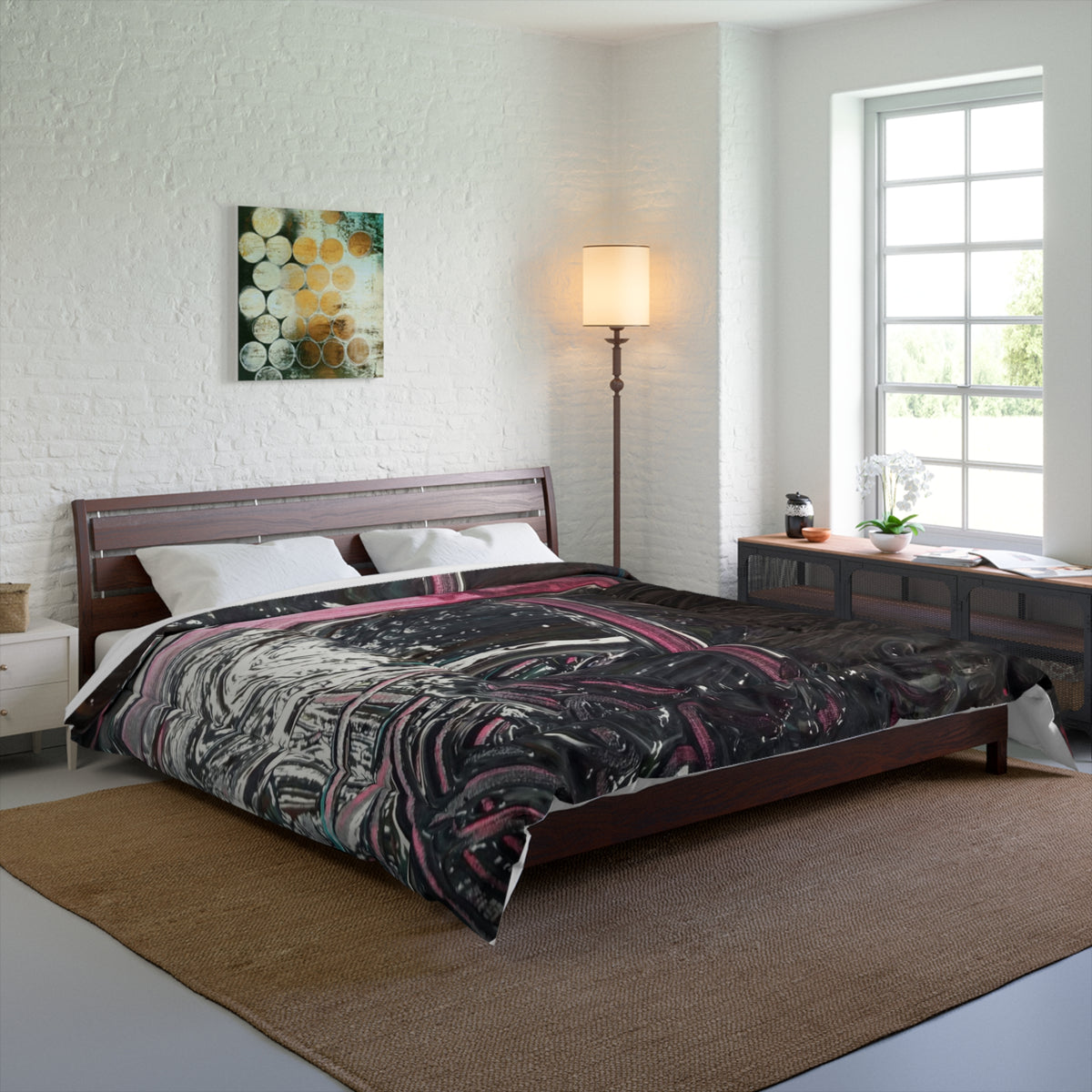 Elegant Abstract Comforter for Cozy Bedrooms, Unique Bedding for Home Decor, Artistic Bedspread for Gifts, Modern Style Quilt