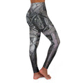 High-Waisted Yoga Leggings — Abstract Monochrome Wire Art Print Printify