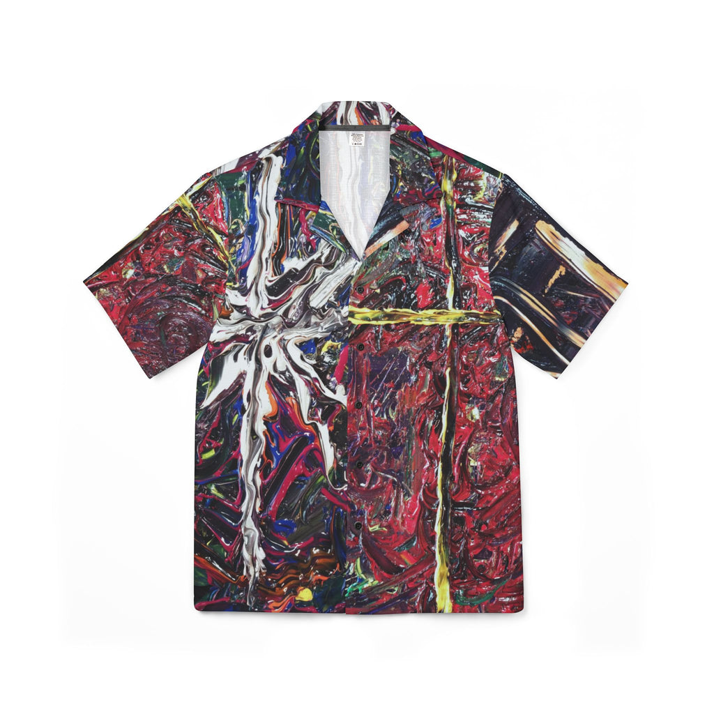Abstract Starburst Hawaiian Camp Shirt — Bold Multicolor AOP
