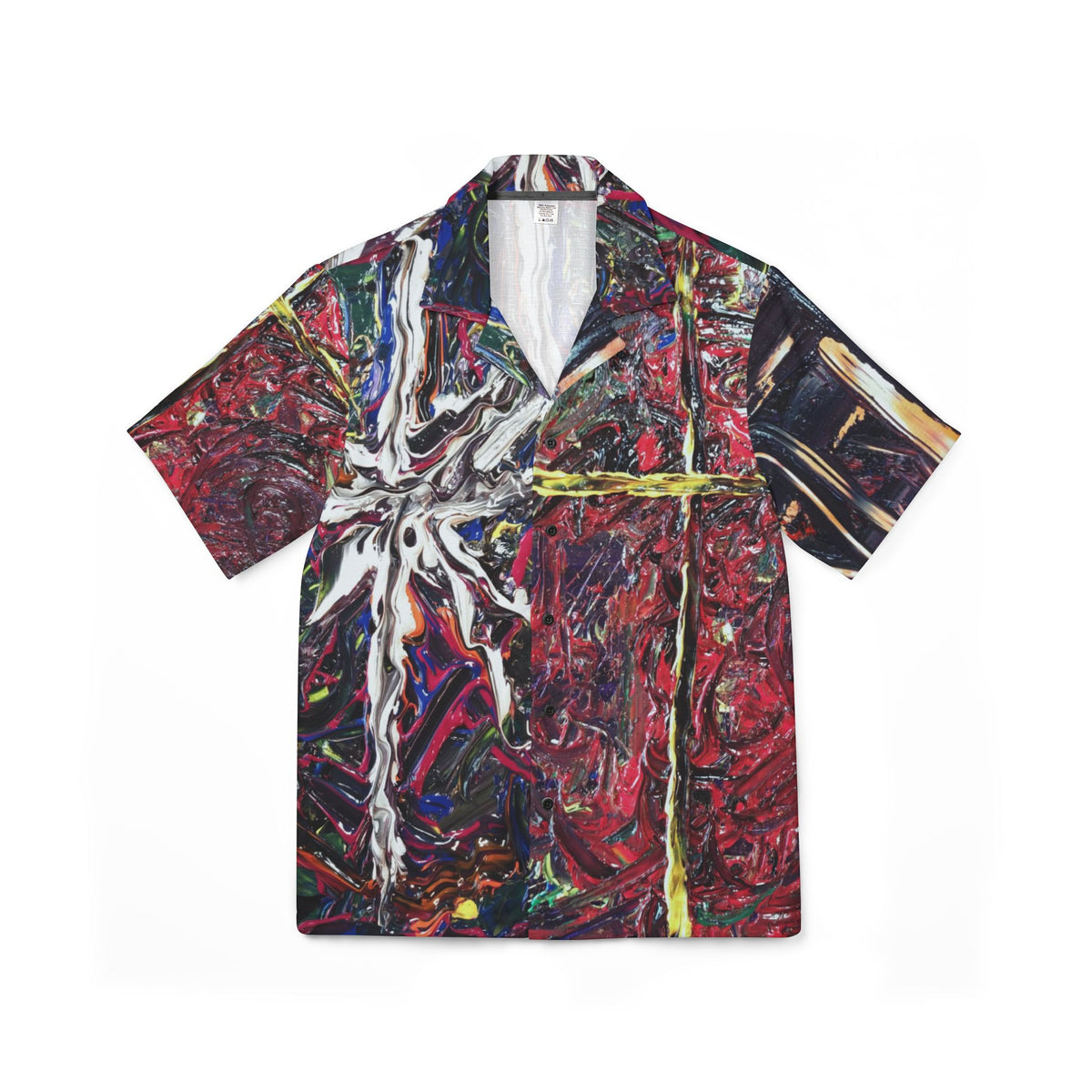 Abstract Starburst Hawaiian Camp Shirt — Bold Multicolor AOP