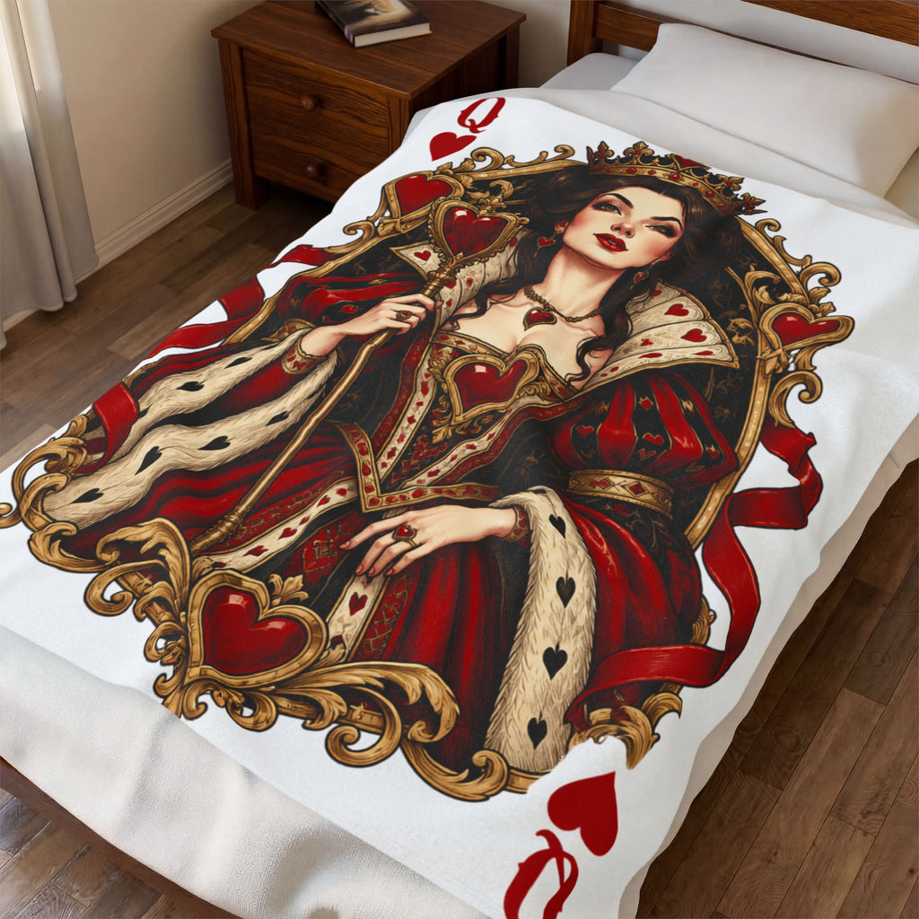 Queen of Hearts Velveteen Plush Blanket