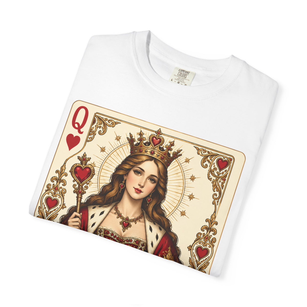 Queen of Hearts Playing Card Graphic T-Shirt