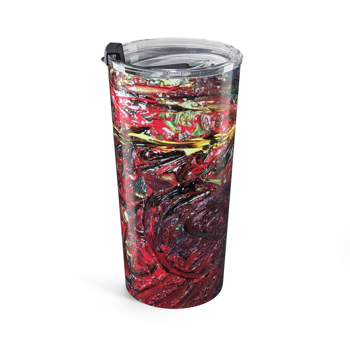 20oz Abstract Cross Tumbler — Red & Gold Artistic Travel Cup