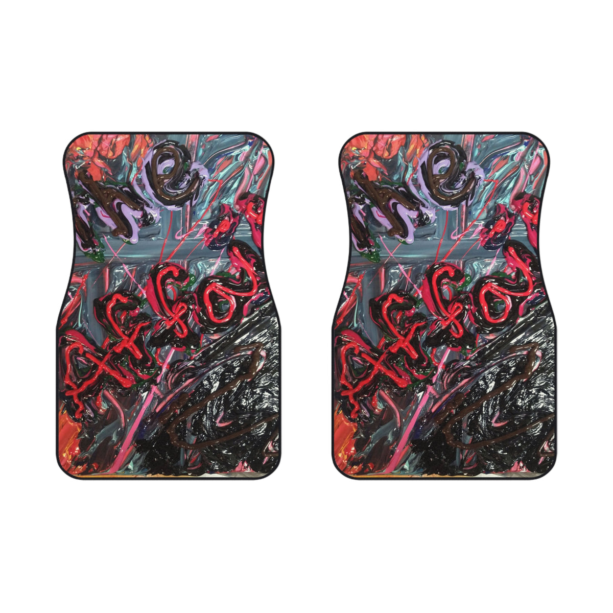 Abstract Graffiti Car Mats (2x Front) - Colorful Urban Art Floor Liners