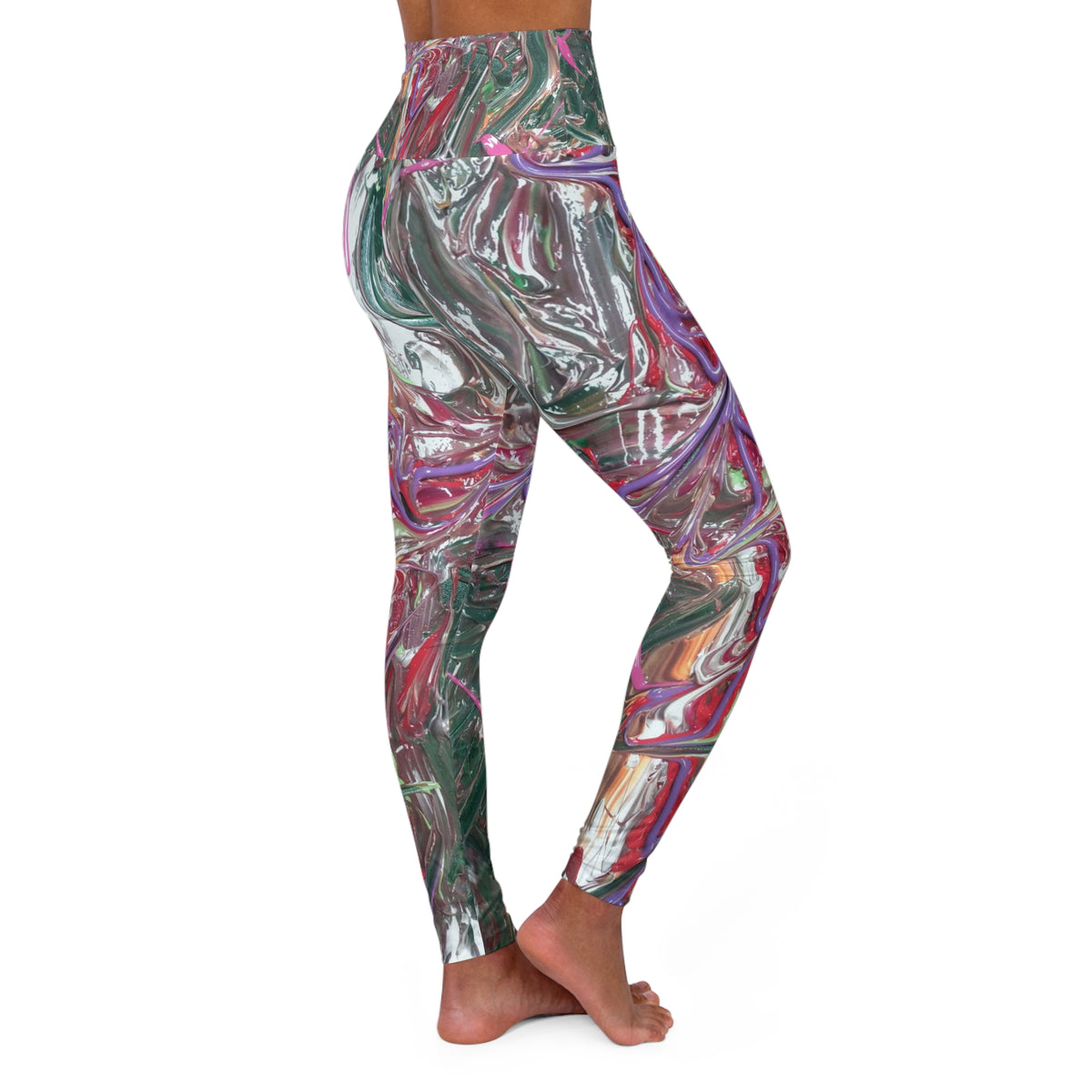 Marbled Abstract High-Waist Yoga Leggings