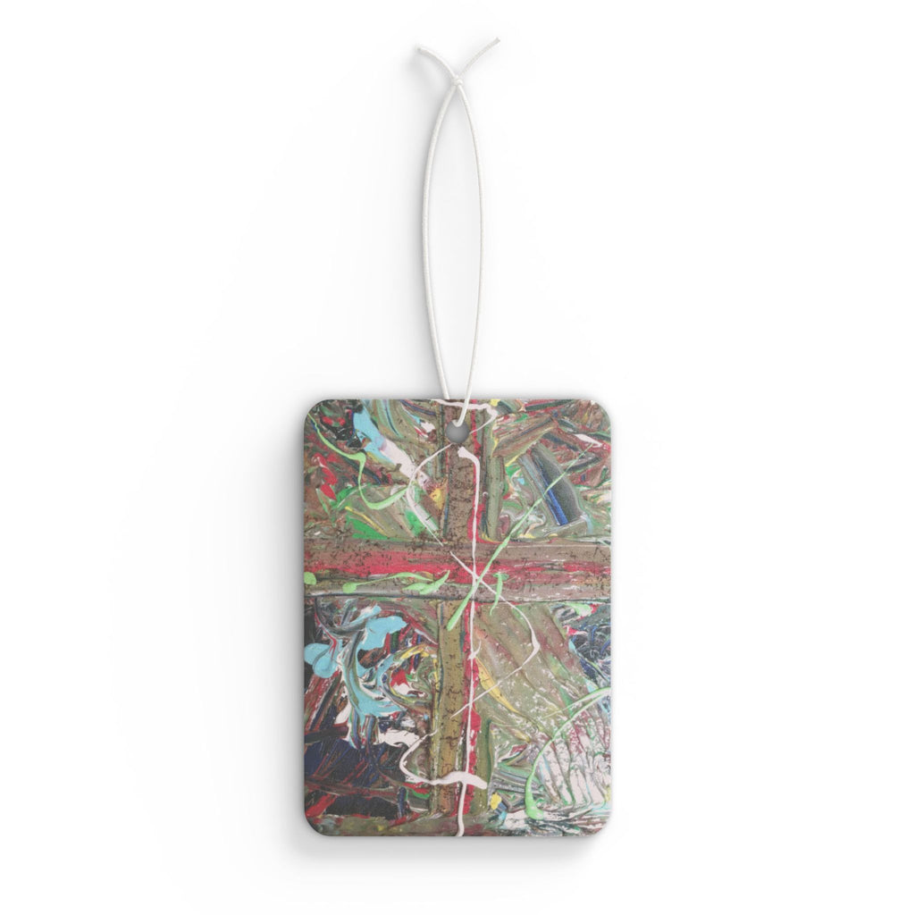 Abstract Art Car Air Freshener — Colorful Cross Pattern Scent Sachet