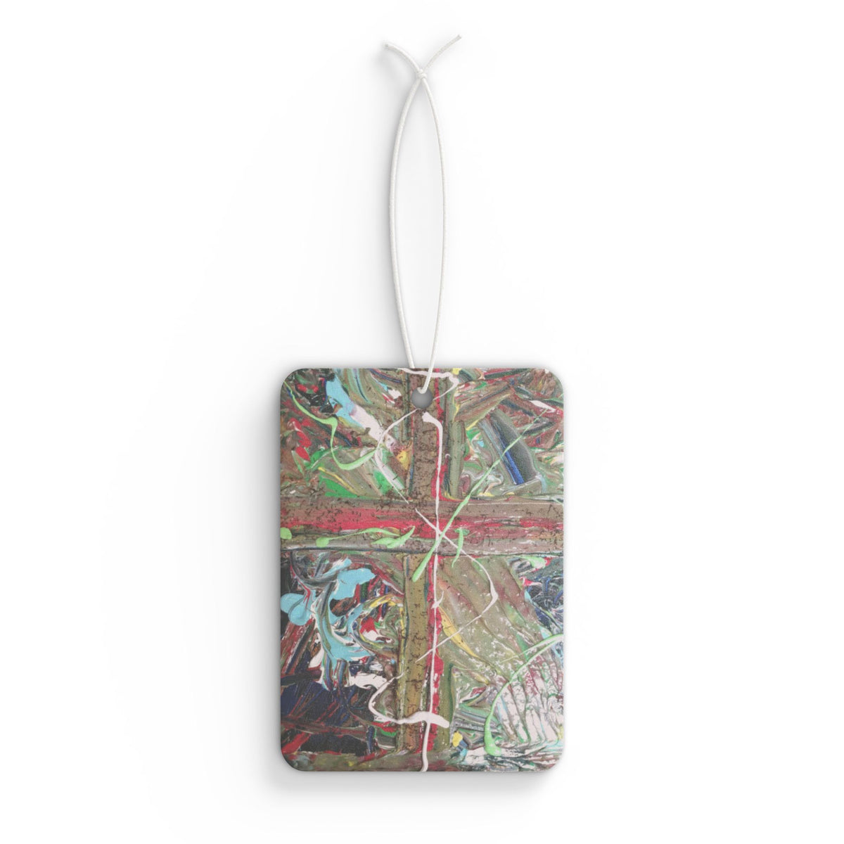 Abstract Art Car Air Freshener — Colorful Cross Pattern Scent Sachet