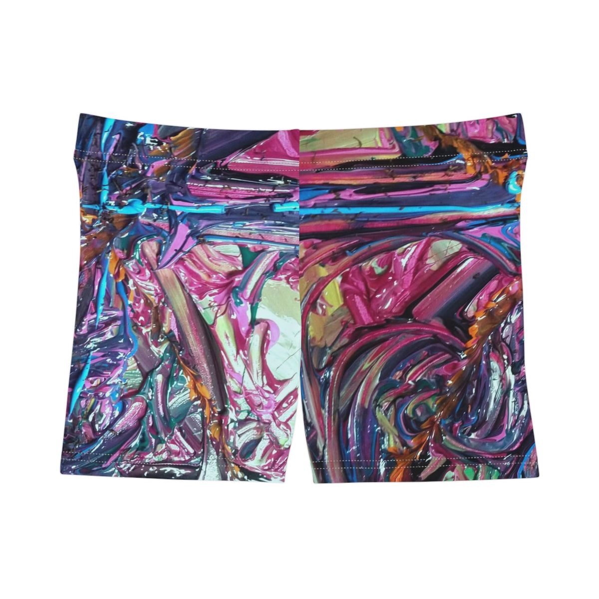 Abstract Neon Swirl Women's Shorts — Colorful AOP Athletic Bike Shorts
