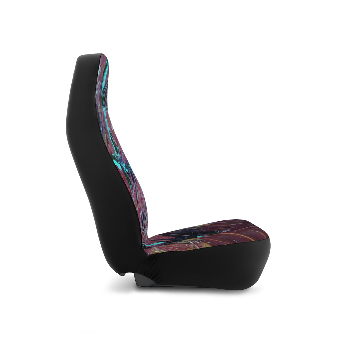 Abstract Maroon & Teal Car Seat Covers — Artistic Brushstroke Pattern