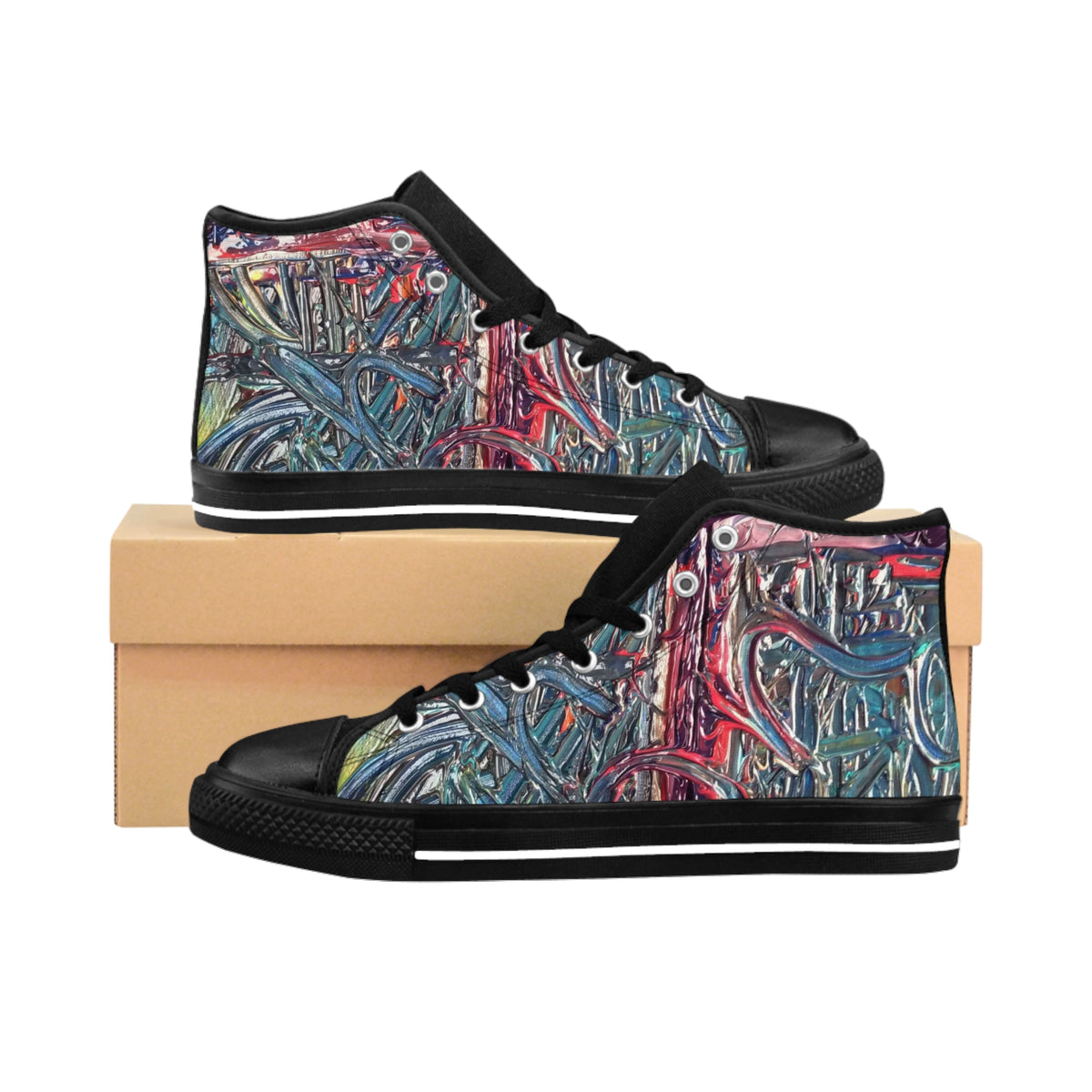 Artistic High-Top Sneakers for Creative Souls, Unique Everyday Footwear, Men’s Fashion, Gifts for Artists, Trendy Casual Shoes