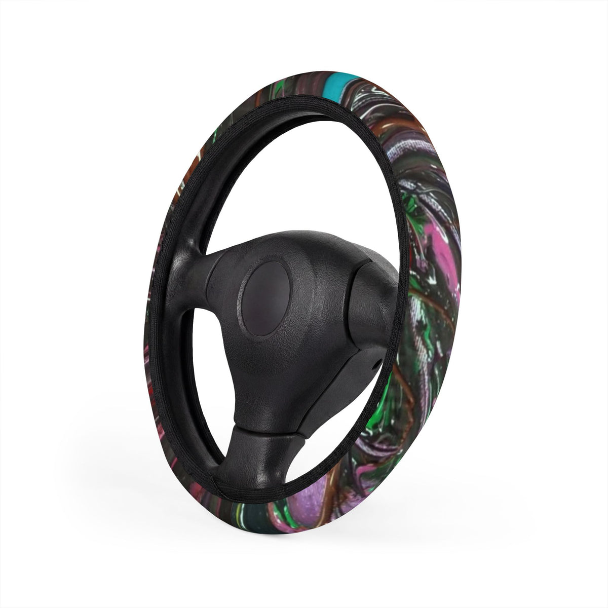 Aurora Marble Steering Wheel Cover — Iridescent Galaxy Car Accessory