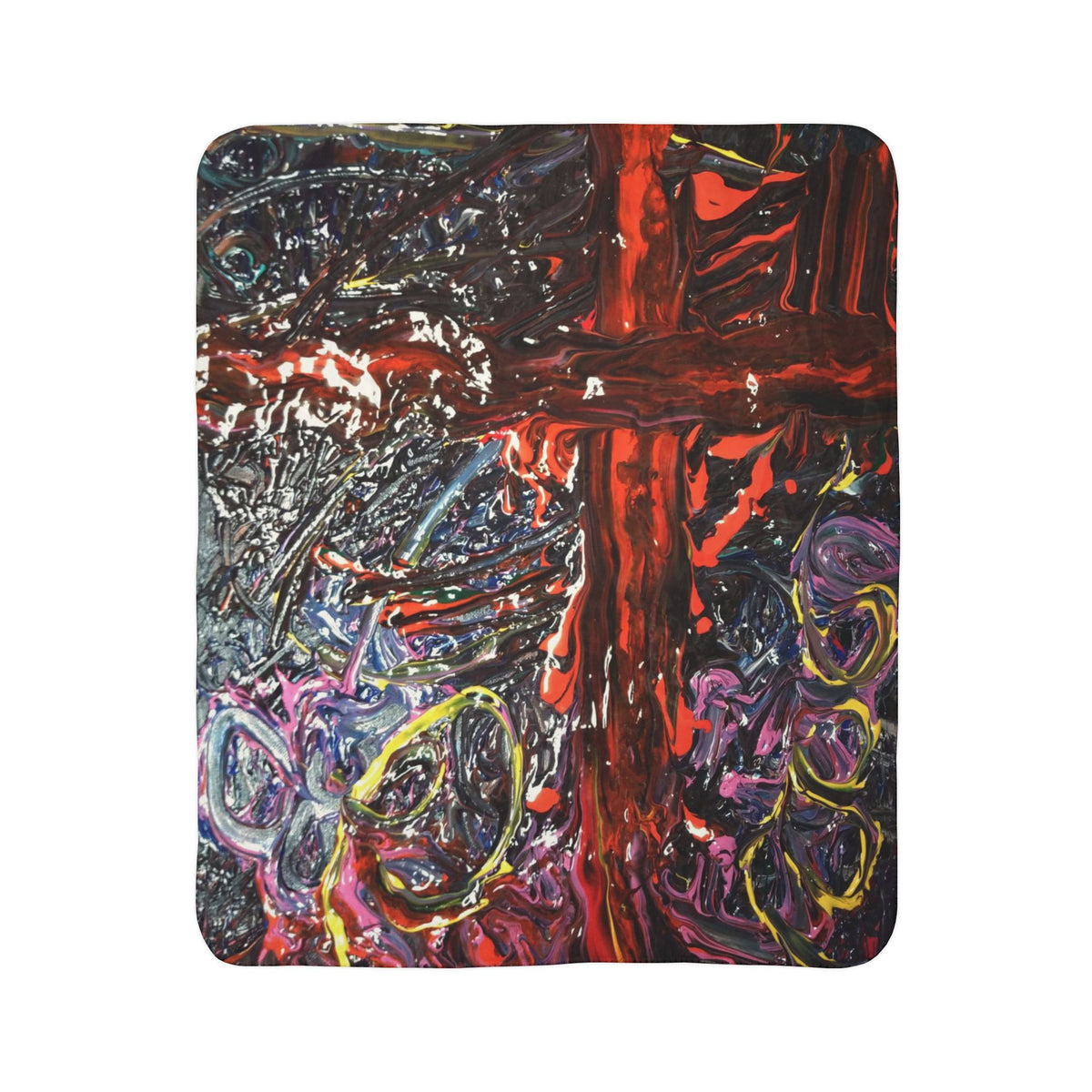 Colorful Abstract Fleece Sherpa Blanket for Cozy Living Spaces, Vibrant Home Decor, Gift for Art Lovers, Warmth for Any Season, [...]
