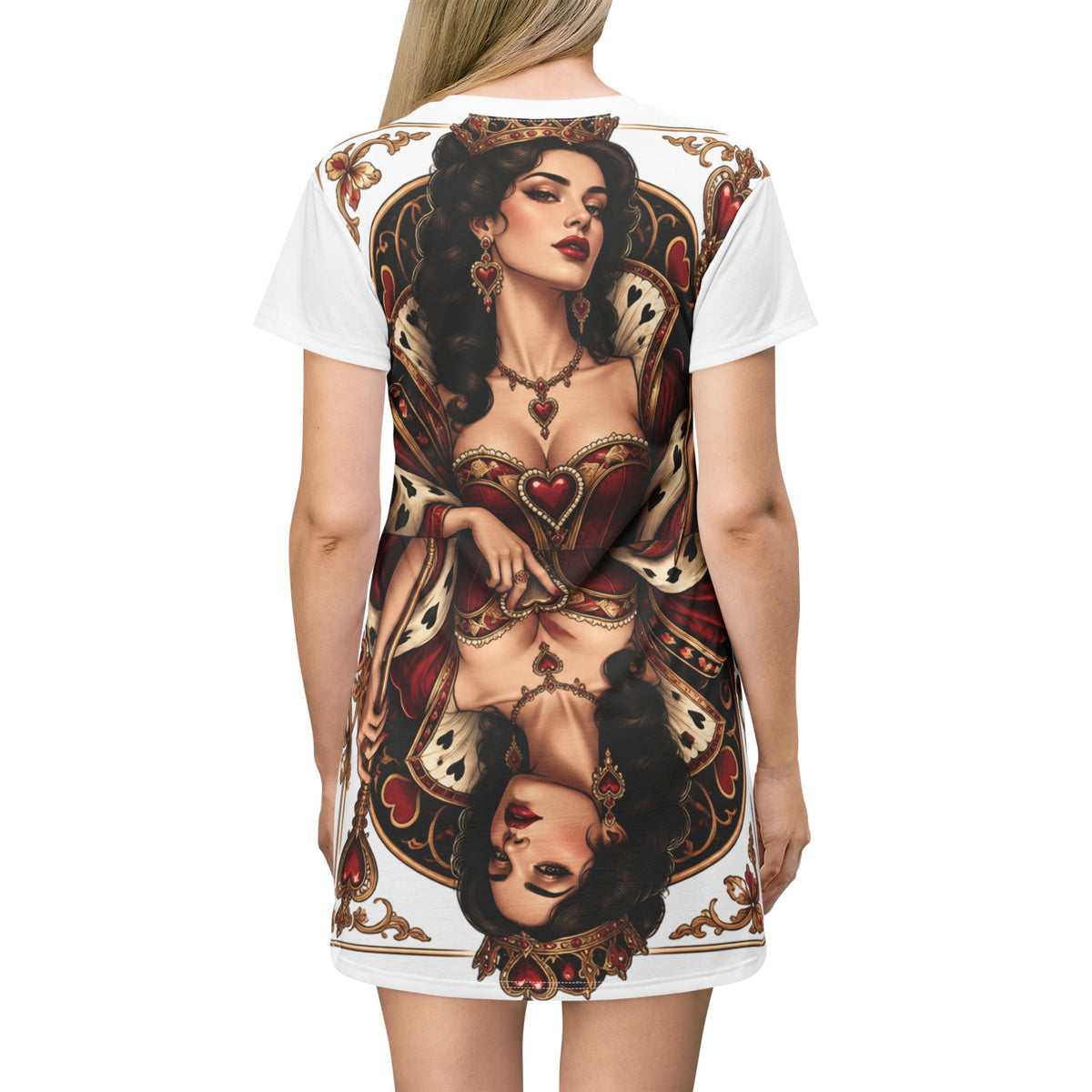 Queen of Hearts Playing Card T-Shirt Dress