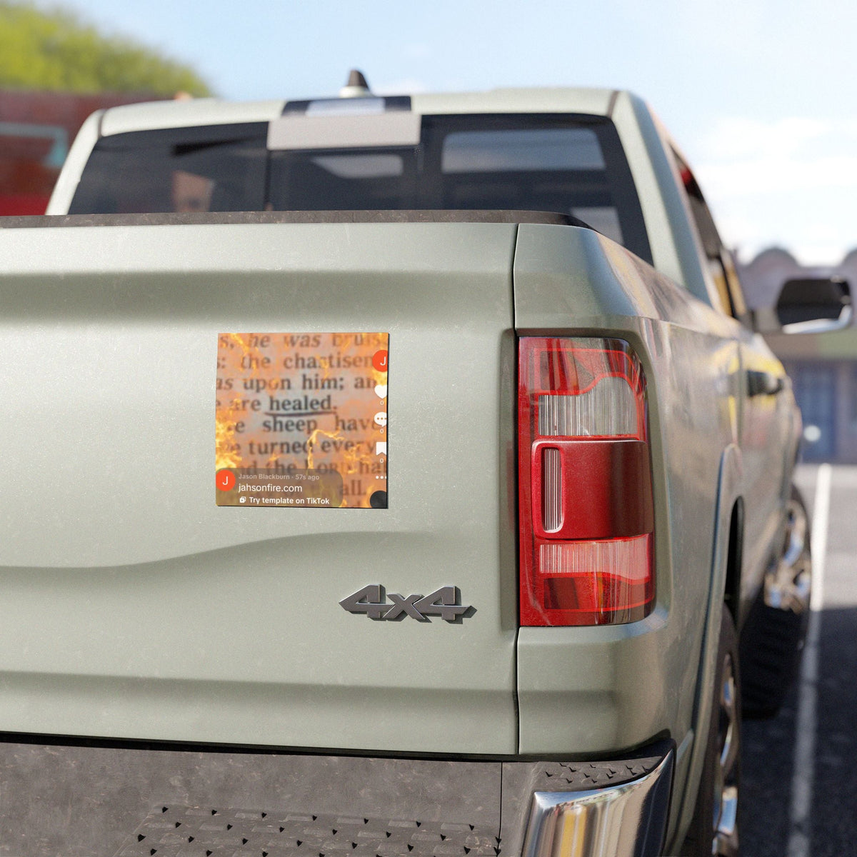 Car Magnet — Vintage Bible Text 'are healed' Flame Overlay Printify