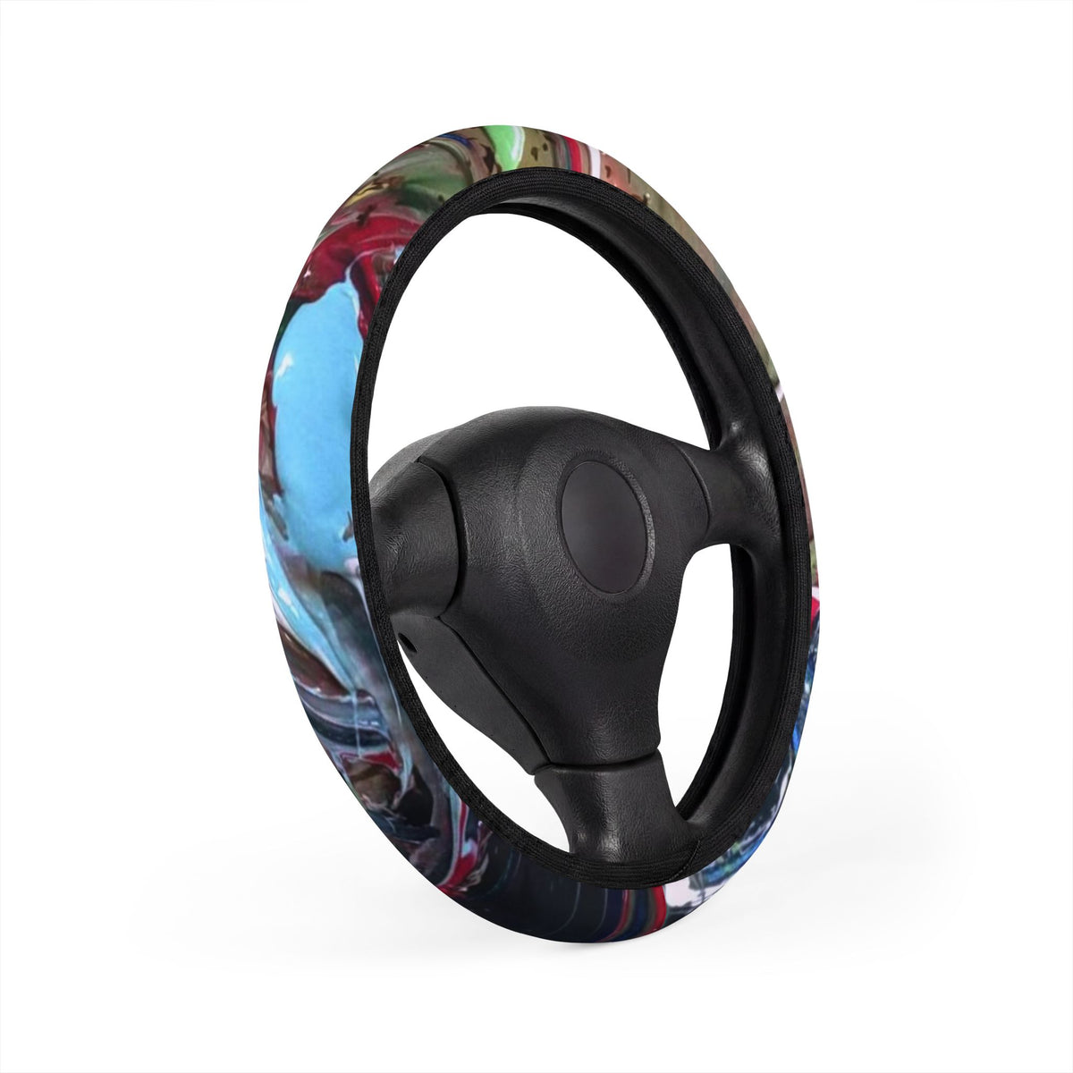 Abstract Color Splash Steering Wheel Cover — Vibrant Grunge Car Accessory
