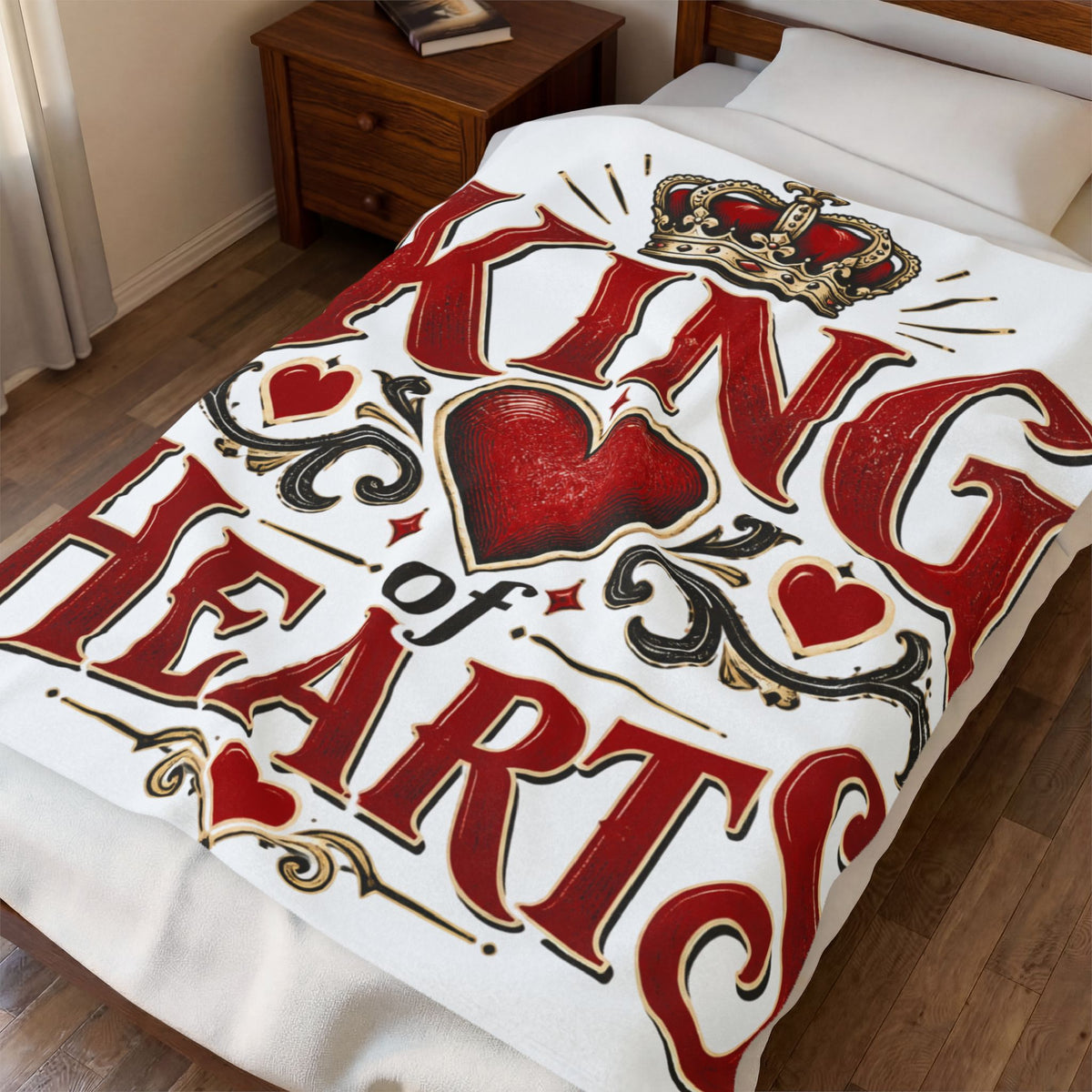 King of Hearts Velveteen Plush Blanket