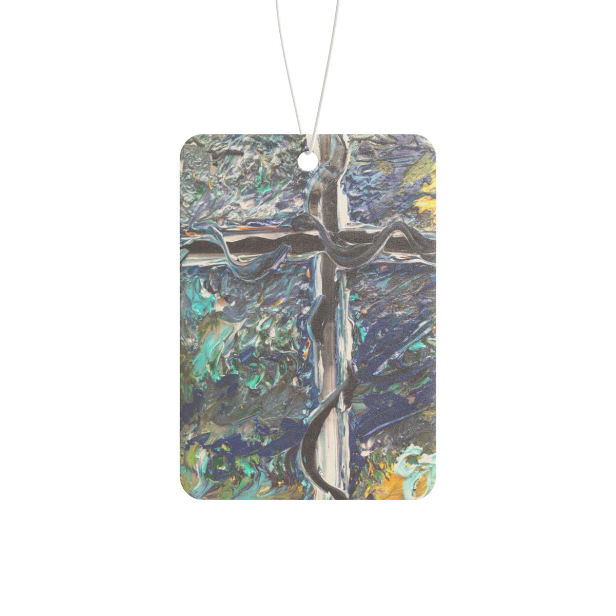Cross Reflection Car Air Freshener – Abstract Metallic Cross Design