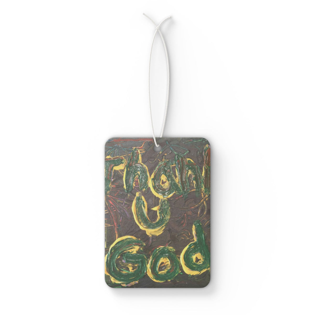 Car Air Freshener — Hand-Painted thank you God Artistic Scent Tag