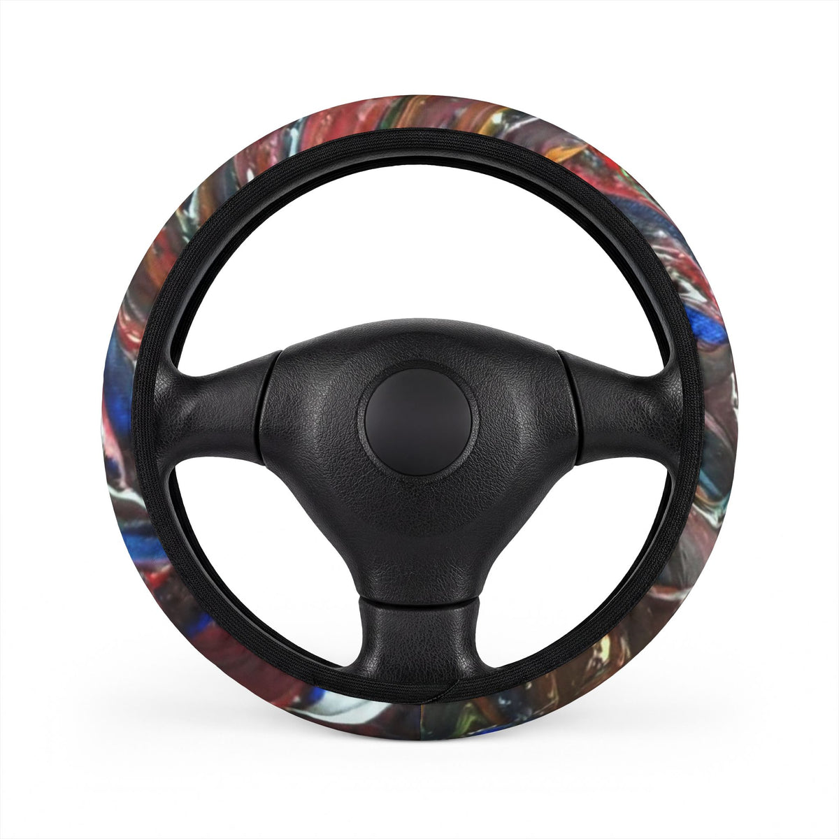 Abstract Marble Pattern Steering Wheel Cover — Colorful Swirl Car Accessory