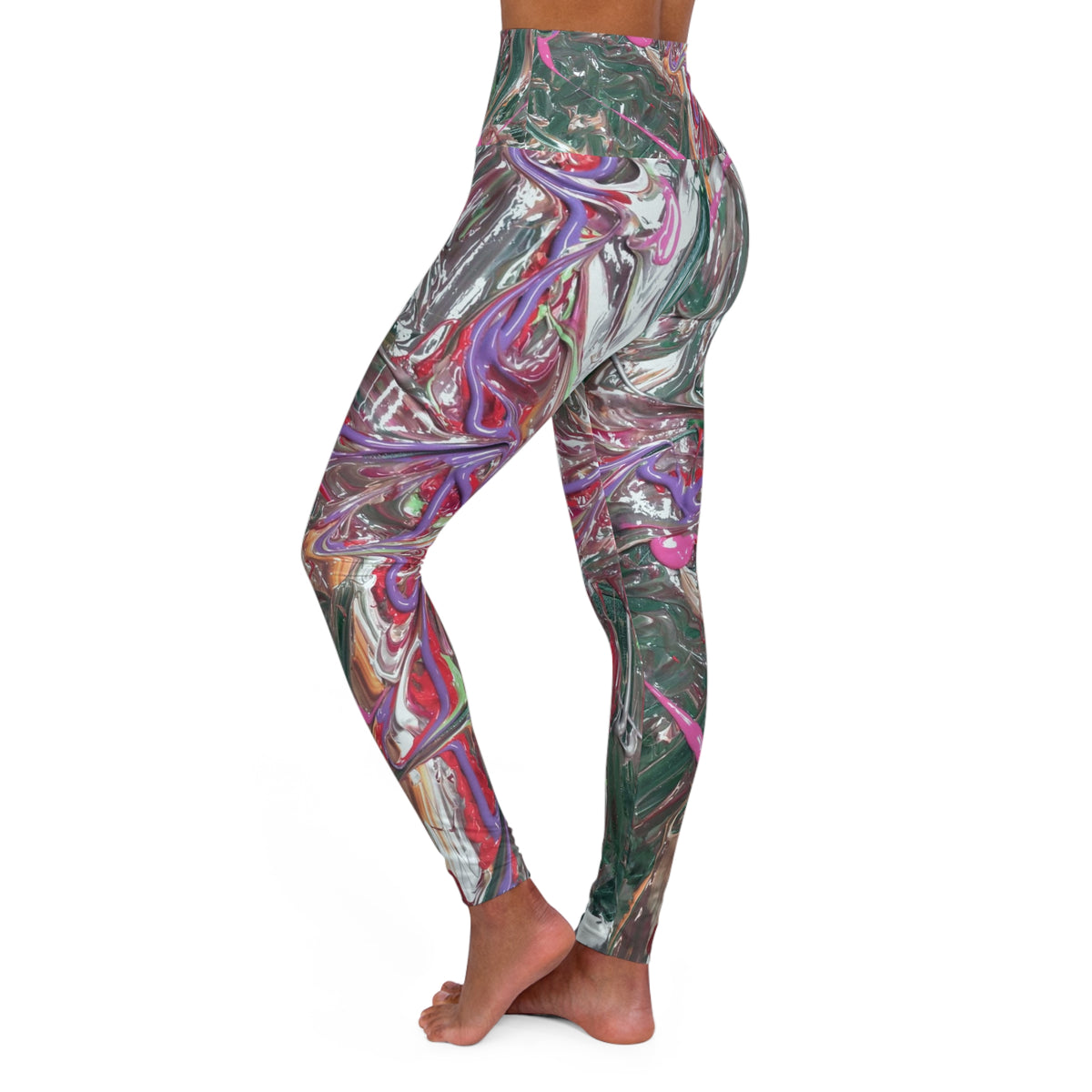 Marbled Abstract High-Waist Yoga Leggings