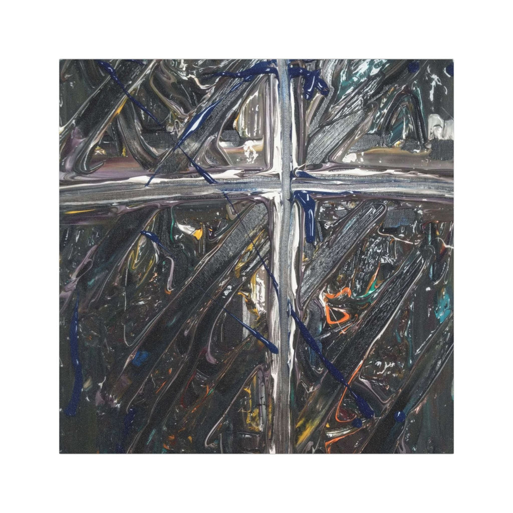 Abstract Cross Art Car Magnet — Dark Industrial Window Pane Design