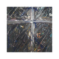 Abstract Cross Art Car Magnet — Dark Industrial Window Pane Design