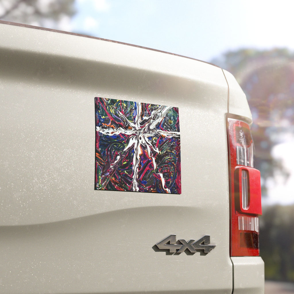 Abstract Splash Car Magnet — Colorful Fluid Art Square Magnet