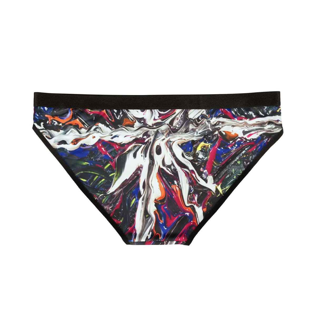 Abstract Marble Print Bikini Briefs — Colorful Swirl Women's Underwear