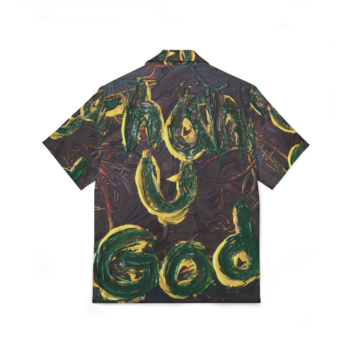 Tropical Abstract Hawaiian Shirt — Green Banana Wave Camp Shirt