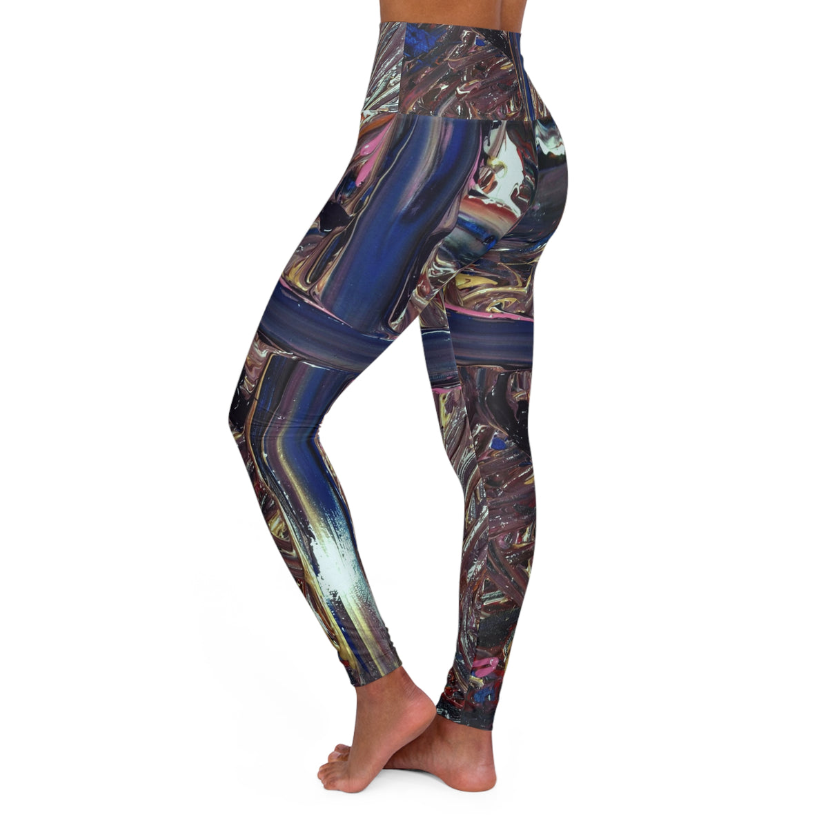 Abstract Metallic Swirl High-Waisted Yoga Leggings