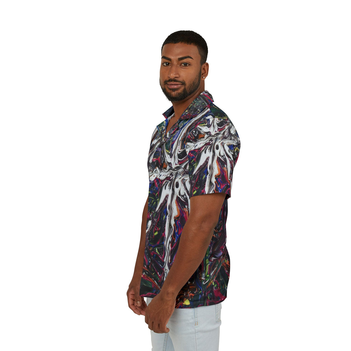 Abstract Swirl Hawaiian Shirt - Men’s All-Over Print Camp Shirt