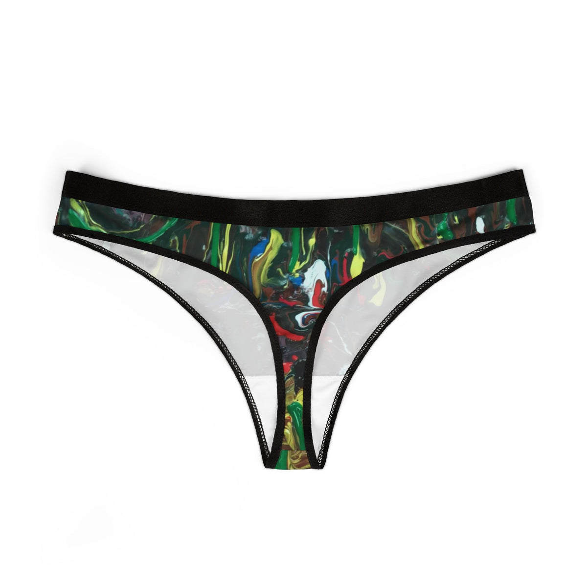 Abstract Paint Swirl Women's Thong — Colorful Artistic Lingerie